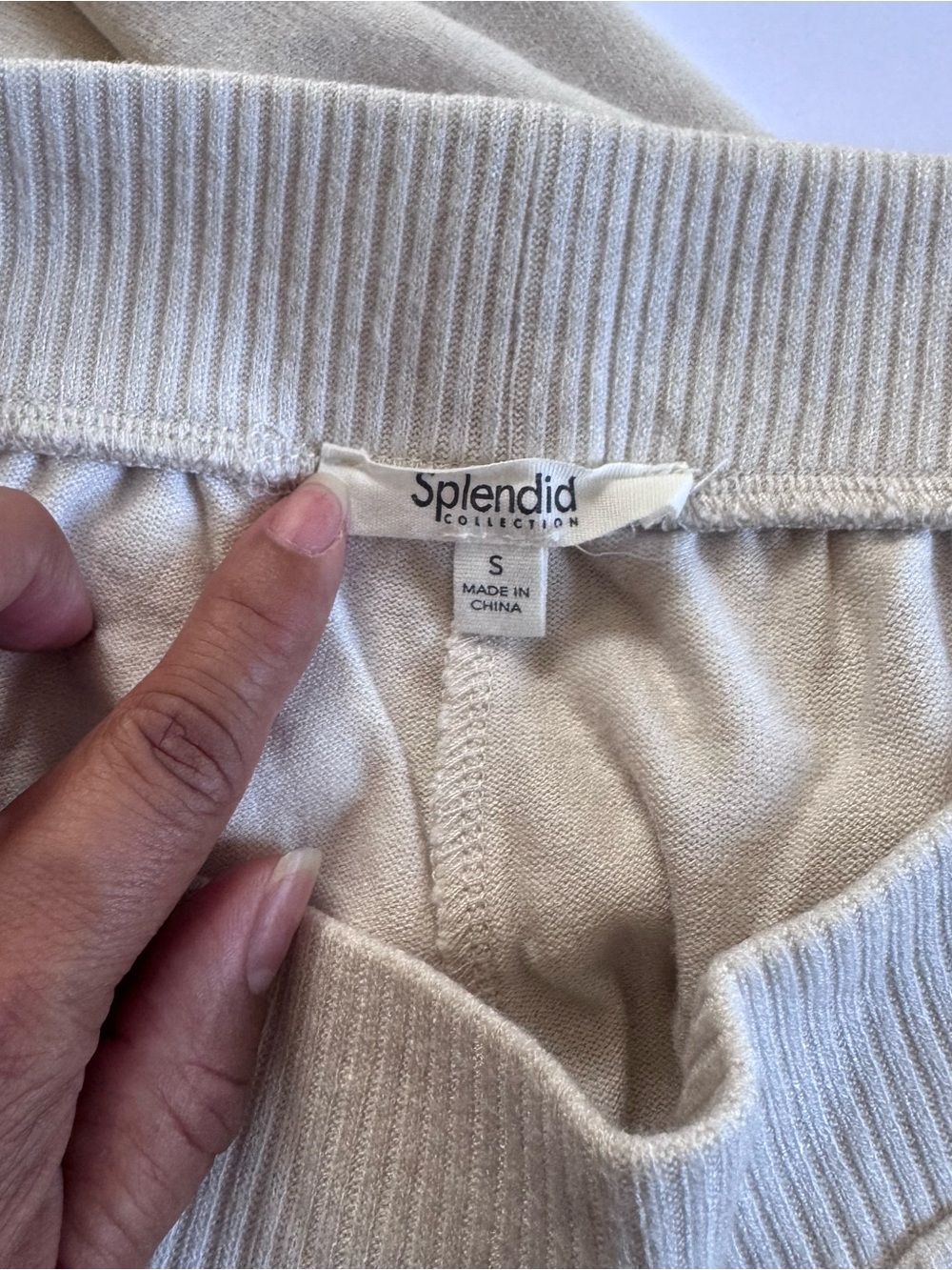 Splendid Cream Wide-Leg Knit Lounge Pants,size small - Picture 5 of 7